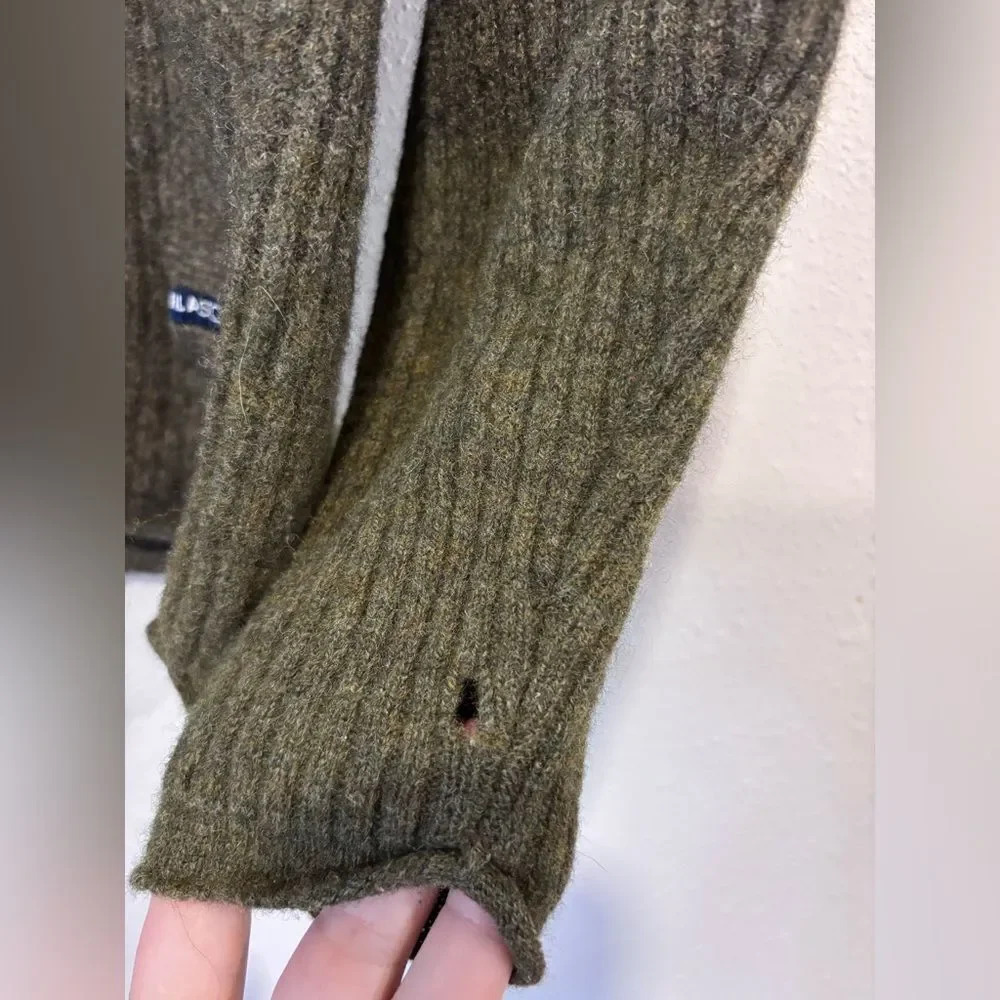 Vintage FILA SPORT Lambswool Pullover Sweat Olive Green, 100 wool,